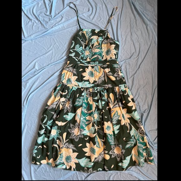 Unsubscribed Quilted Floral Pinafore Midi Dress Size 4 NWT - Picture 1 of 9